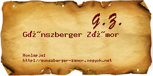 Günszberger Zámor névjegykártya